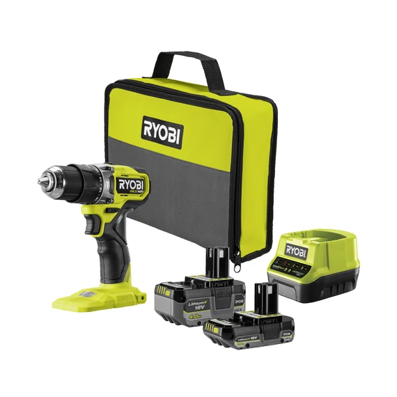 Ryobi ONE+ HP RPD18C1-242S 18V kompakt, szénkefe nélküli akkumulátoros fúró-ütvefúró 2és4ah akkuval töltővel táskában 5133006524 