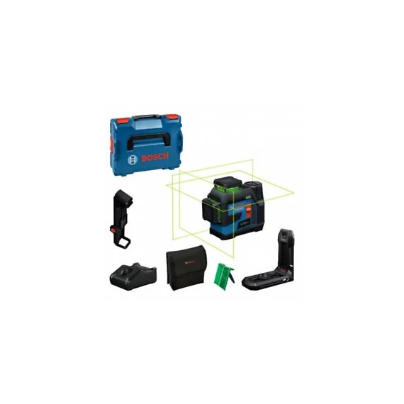 Bosch GLL 12V-100-33 CG  zöld  vonallézer + LB 10 + DK 20 + GBA 12V 2.0Ah akku + GAL 12-40 gyorstöltő + L-boxx 0601065401