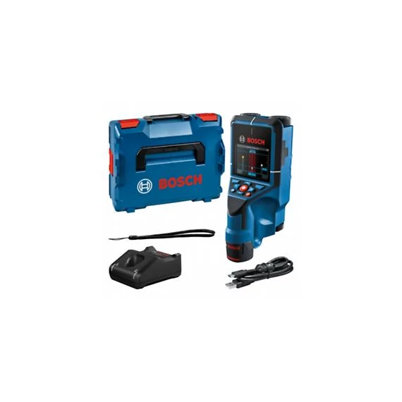 Bosch D-tect 200 C falszkenner + 12V 2.0Ah Li-Ion Akkumulátor + GAL 12V-40 töltő + USB-C kábel + csuklópánt + L-boxx 0601081601
