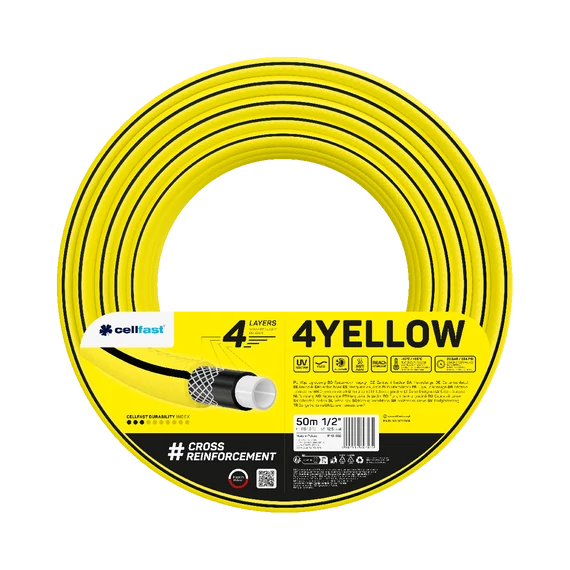 CELLFAST Locsolótömlő 4 rétegű YELLOW 1/2 10-502