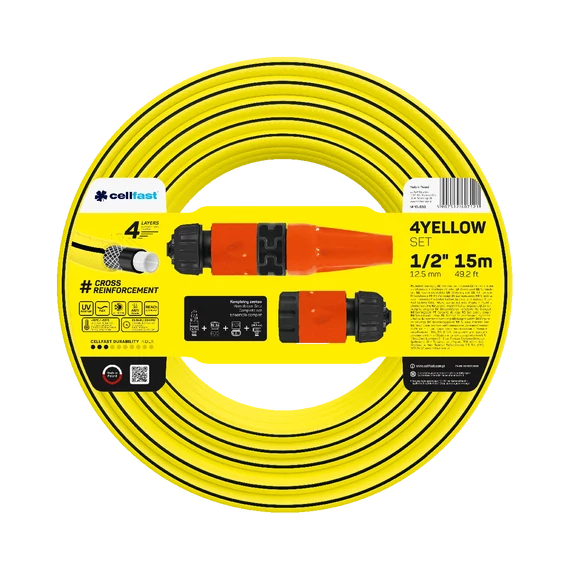 CELLFAST Locsolótömlő 4 rétegű YELLOW SET 1/2 10-590