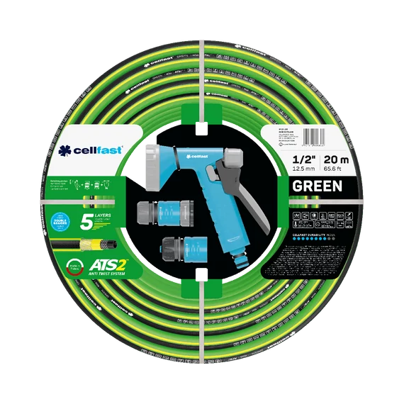 CELLFAST Locsolótömlő 5 rétegű GREEN SET 1/2 15-108