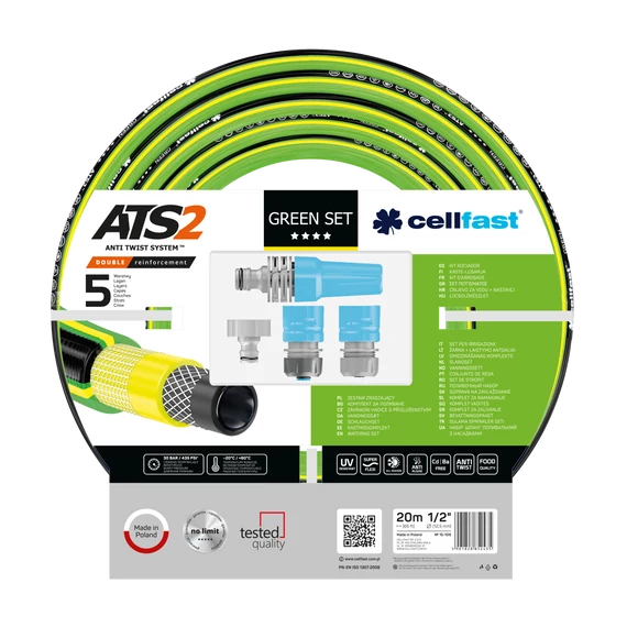 CELLFAST Locsolótömlő 5 rétegű GREEN SET 1/2 15-109