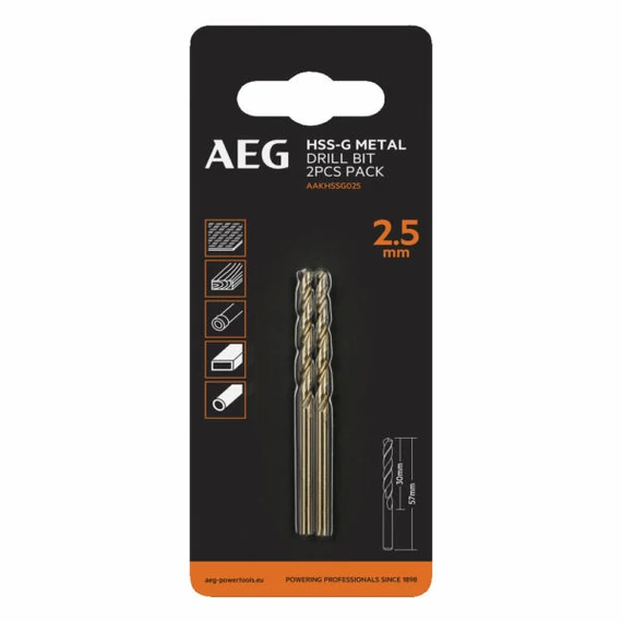 4932479305 AEG AAKHSSG025 2.5mm HSS-G bit 2 db