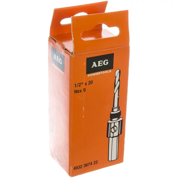 AEG 1⁄4˝ x 20 könnyű, tartós Hex 9 befogótüske → 14–30 mm átmérőjű lyukfűrészhez