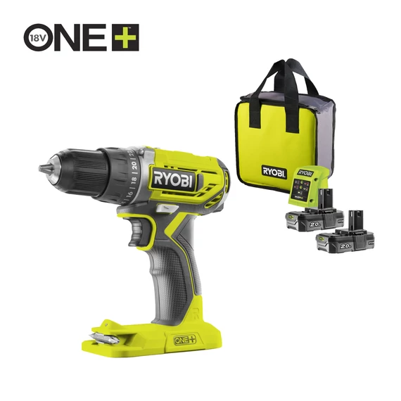 5133003821 Ryobi ONE+ R18DD2-220S 18v akkus fúró csavarbehajtó 2akku, töltő, táska +BIT