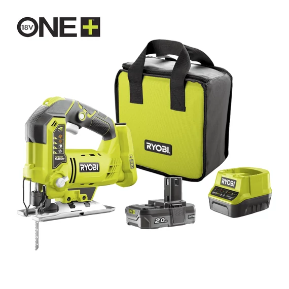 5133004232 Ryobi ONE+ R18JS-120S 18v akkus dekopírfűrész akku, töltő, táska + FŰRÉSZLAP