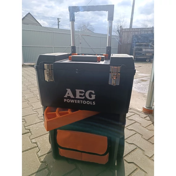 4931461652 AEG gurulós szerszámosláda egyéb tárolókkal