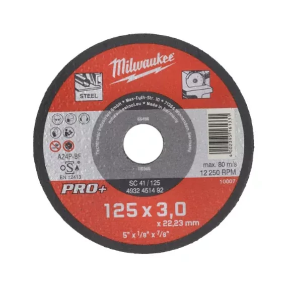 Vágókorong fémhez 125X3 Egyenes SC41 PRO+ /1db (Rendelési egység 25 db)