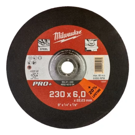 Csiszolókorong fémhez 230x6 Hajlított SG27 PRO+ /1db (Rendelési egység 10 db)