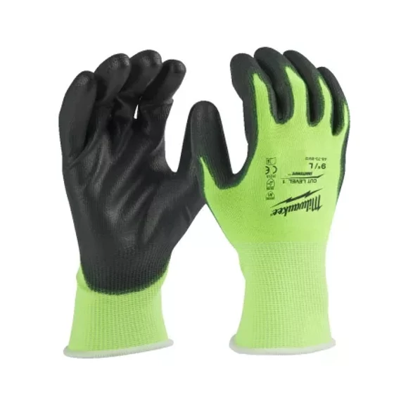 Hi Vis vágásbiztos védőkesztyű 1/A  9/L - 1 pár