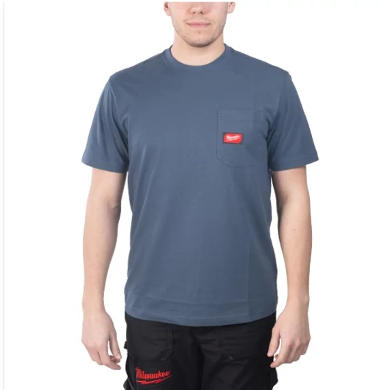 WTSSBLU XXL - Rövid ujjú zsebes póló Kék