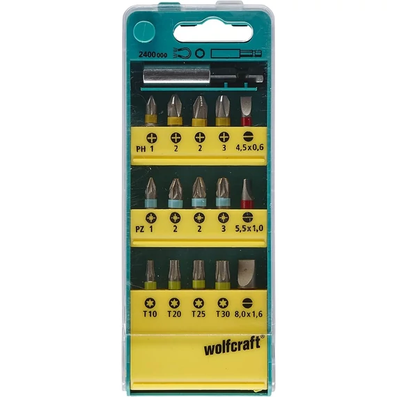 2400000 Wolfcraft 16 db-os Bit Box Kombi Solid 16 részes