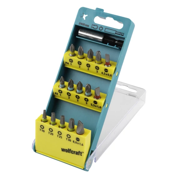 2400000 Wolfcraft 16 db-os Bit Box Kombi Solid 16 részes