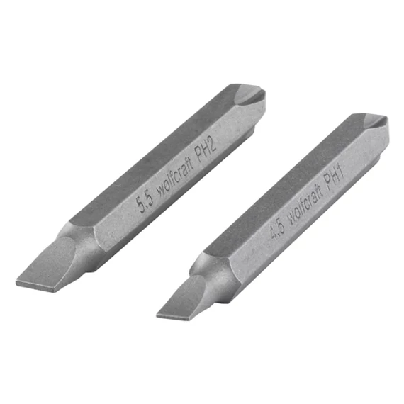 2407000 Wolfcraft 2db dupla csavarozó bit 60mm, PH1/SL4.5 PZ2/SL5.5
