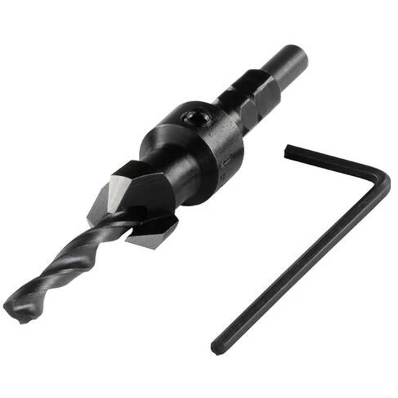 2545000 Wolfcraft Előfúró süllyesztővel teraszlapcsavarhoz, hatszögszárú, Ø4.5-12mm 45°