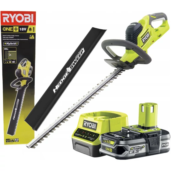 5133003660 Ryobi ONE+ RHT1850H25HS hybrid vezetékes és akkus 50cm-es sövényvágó 2,5ah akkuval töltővel