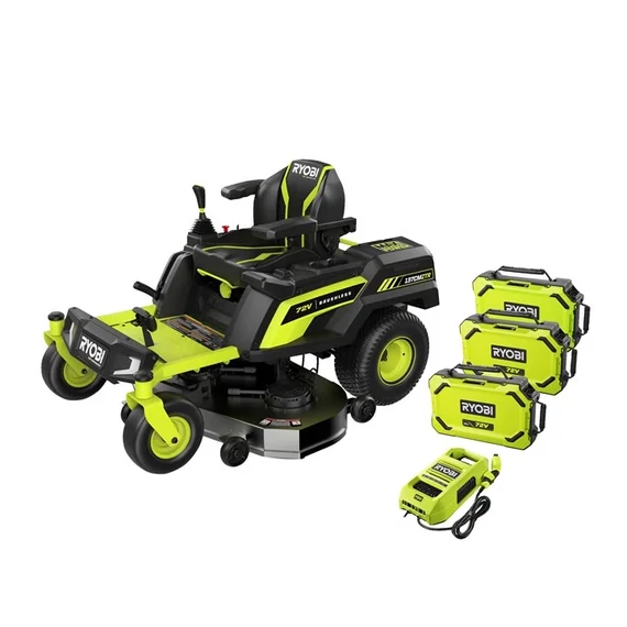 5133005762 Ryobi RY72ZTRX137-310 72v 137cm ZERO TURN akkumulátoros fűnyíró traktor akkumulátorokkal és töltővel