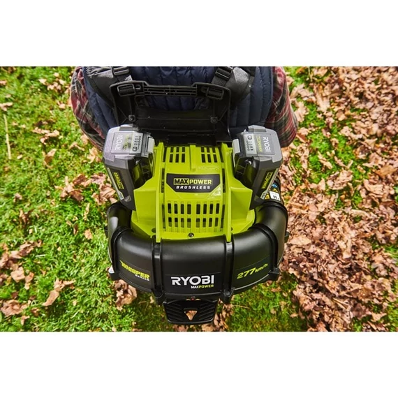Ryobi MAX POWER RY36BPXB-0 36V szénkefe nélküli WHISPER™ háti lombfúvó akku és töltő nélkül