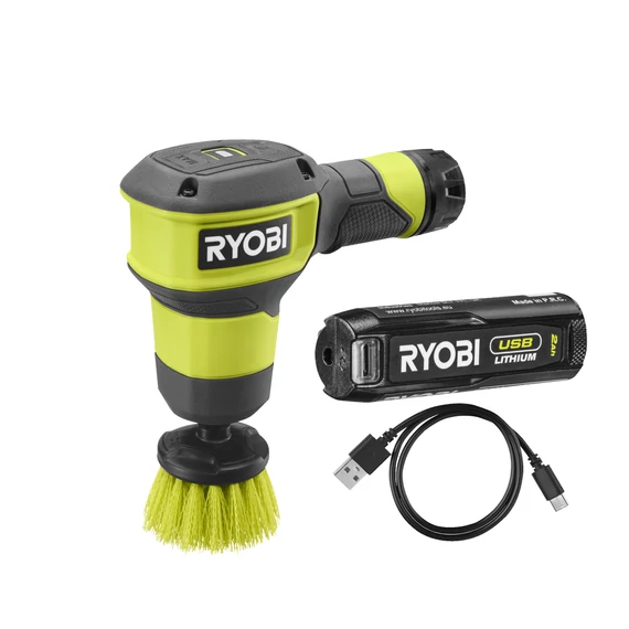 5133006183 Ryobi USB LITHIUM RSCR4-120G 4v akkumulátoros tisztító súroló akkumulátorral és USB C kábellel